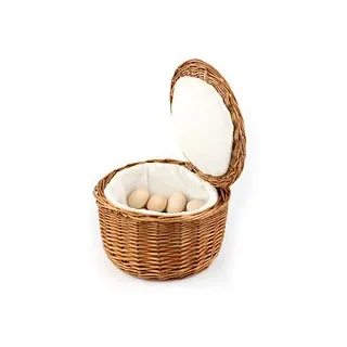 APS Eierkorb geflochten mit Deckel Ø 26 x 26 x 17 cm braun