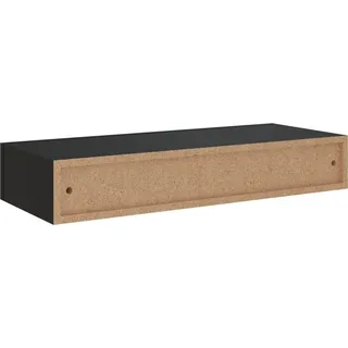 SYFAXTM Wandregal mit Schublade Schwarz 60x23,5x10 cm MDF - Schwarz