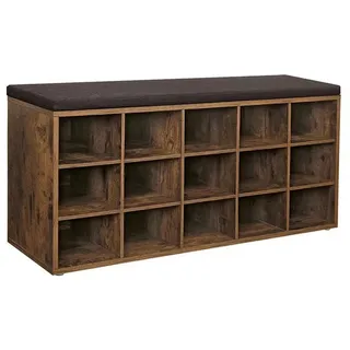 VASAGLE Schuhbank 105 x 30 x 48 cm braun, schwarz gepolstert / vintage