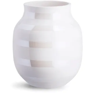 Kähler Vase H20 cm Omaggio Originaldesign mit handgemalte Streifen, Weiss
