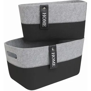 khevga Filzkorb 2er Set – Aufbewahrung für Wohnzimmer, Bad & Küche – Für Kosmetik, Spielzeug & mehr – Stabil & vielseitig einsetzbar