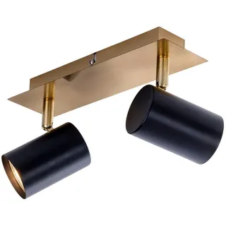 näve Deckenstrahler »Frida« GU10 1 Stk. 2flg., GU10, Strahler schwarz matt, Baldachin messing, Länge 24cm, schwarz