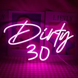 Led "Dirty 30" Rosa Neon Zeichen Buchstaben Neon Lichter für Mädchen Zimmer Home Art Wand Dekor 30th Geburtstag Party Fenster Wohnzimmer Dekor Geburtstag Geschenk(Rosa)