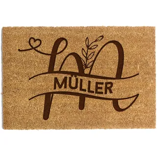 Happenings Personalisierte Fußmatte | Kokosmatte mit Ihrem Text | Original Türmatte für Innenbereiche | Familien Namen | Lustige Eingangsmatte (40x60, Modell 3)