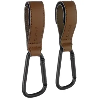 Jané Universal Kinderwagen Haken, 2er Set, Bis 5 kg pro Haken, Verstellbare Anti-Rutsch Gurte, Braun