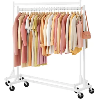 Hoctieon Schwerlast Kleiderständer auf Rollen, Kleiderstangen Stabil aus Metall, Garderobenständer für Schlafzimmer, Clothes Drying Rack für Mäntel, Röcke, Hemden, Pullover