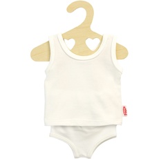 Heless 2221 - Puppenkleidung aus elastischem Jersey Material, 2 teiliges Unterwäsche-Set in Weiß mit Unterhemd und Slip für Puppen und Kuscheltiere der Größe 35 - 45 cm