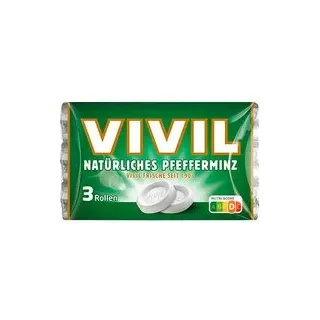 VIVIL® Pfefferminz mit Zucker Bonbons 84,0 g, 3 Rollen