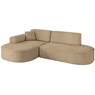 altdecor Eckcouch Velours 3-Sitzer Beige
