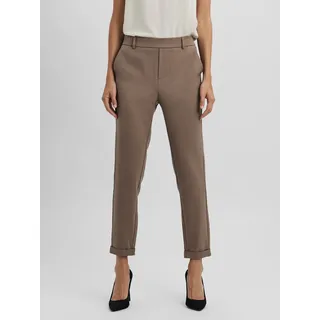 Anzughose VERO MODA "VMMAYA MR LOOSE SOLID PANT NOOS", Damen, Gr. L (40), Länge 34, beige (fossil), Web, Obermaterial: 62% Polyester, 33% Viskose, 5% Elasthan, unifarben, regular fit knöchellang, Hosen Anzughose, knöchelfreie Form mit Saumaufschlag