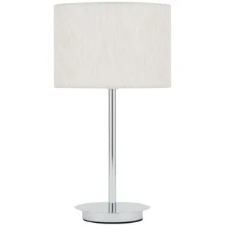 Tischlampe Stahl Stoff Chrom Creme E27 h:43 cm Nachttisch Leuchte Schlafzimmer