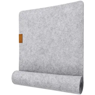 Tischläufer aus Filz - Tisch Filzläufer 100x30cm - Skandinavischer Tischband Deko - Filz Tischdecke mit Lederetiketten Geeignet für Küche, Drinnen und Draußen (Hellgrau)