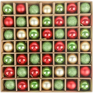 DERAYEE klein Weihnachtskugeln, 49 Stück 3cm Weihnachtsbaumkugeln Glitter Weihnachtskugeln für Weihnachtsbaum Dekoration,Weihnachtsbaumschmuck(rot&grün&Gold)