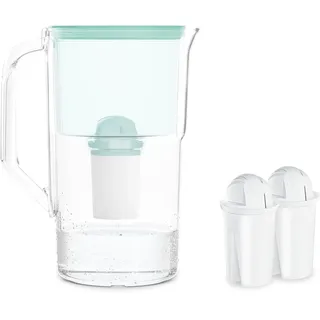 Wessper Wasserfilter Kanne 2.8 L Aqua Classic Basic, Set Wasserkanne und 2 Filter Kompatibel mit Brita Classic, Wasserfiltersystem Reduzierung von Kalk, Chlor, Minze