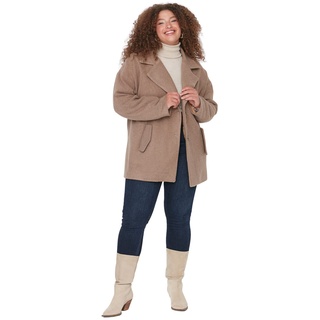 TRENDYOL Damen Oversize Shift Plain Webstoff Größen in Mantel Coat, Mink Color, 48