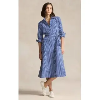 Polo Ralph Lauren für Damen. 211891430001 Blaues Hemdkleid (42), Lässig, Baumwolle, Langarm