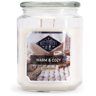 Candle Brothers Große Duftkerze im Glas | Warm & Cozy | Duftkerze Winter | Kerze lange Brenndauer (80h) | Kerze mit mehreren Dochten | Kerzen Weiß