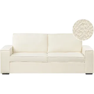 Beliani Schlafcouch Stoff 3-Sitzer Cremeweiß