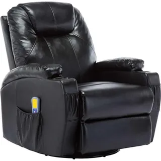 vidaXL Massage-Schaukelsessel Schwarz Kunstleder - Schwarz