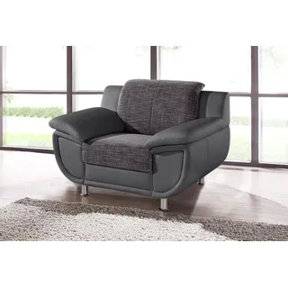 Sessel TRENDMANUFAKTUR "Rondo 3, Loungesessel", grau (dunkelgrau, grau, weiß), B:121cm H:85cm T:94cm, Luxus-Microfaser ALCAZAR (100% Polyester) / Feinstruktur (100% Polyester);Kunstleder SOFTLUX / Struktur (77% Polyester; 23% Polyacryl), Sessel, Sessel, wahlweise mit komfortablem Federkern, mit extra breiten Armlehnen