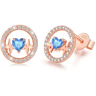 LAVUMO Herzschlag Ohrringe Damen Echt Silber 925 Schmuck Damen Hypoallergen Ohrstecker zum Valentinstag Weihnachten Muttertag Hochzeitstag Geburtstag Geschenke für Frauen Sie Mutter Freundin Ehefrau