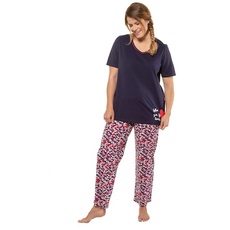 Große Größen Pyjama Damen (Größe 74 76, multicolor) | Ulla Popken Herzchenprints Baumwolle
