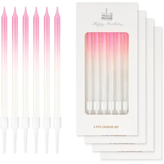 mciskin Glänzende rosa Geburtstags- und Hochzeitskerzen, 24 Stück
