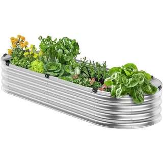 Vevor Hochbeet oval 119,5 x 58,5 x 27 cm Silber