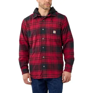 CARHARTT Flannel-Fleece, Kapuzen-Hemd/Jacke - Rot/Schwarz (R09) - XL