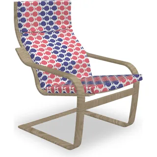 ABAKUHAUS Fisch Poäng Sessel Polster, Nautik-Fisch-Thema-Entwurf, Sitzkissen mit Stuhlkissen mit Hakenschlaufe und Reißverschluss, Rot und Marineblau - Rot