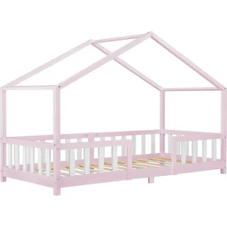 [en.casa] Kinderbett Treviolo 90 x 200 cm Kiefer rosa weiß