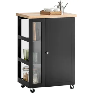 SoBuy Küchenwagen Servierwagen mit 3 Ablagefächern Küchenregal 60x90x40cm Schwarz, FKW75-SCH
