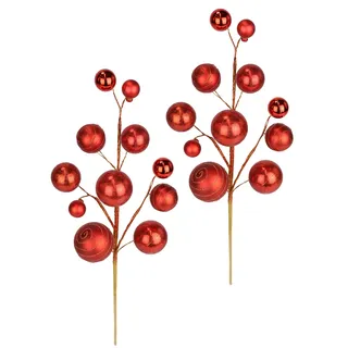 I.GE.A. »Kunstzweig mit Kugeln« 2er Set Deko Zubehör für Adventskranz Kranz Girlande Weihnachtsdeko