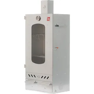 Ita Räucherofen 7012 - Premium Räucherschrank mit 3 Etagen - Legierter Stahl, mit Sichtfenster &amp; Kaminabzug - Silber