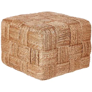 Beliani Pouf Beige Hosri , Naturmaterialen , Quadratisch , 50x35x50 cm , Wohnzimmer, Sessel, Hocker & Hockerbänke, Poufs