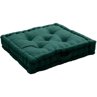 Enjoy Home - Bodenkissen mit Griff – Maße 50 x 50 x 10 – Dunkelgrün – aus Baumwolle – maschinenwaschbar – Öko-Tex-Füllung aus Polyester – gepolstert – Kollektion Panama