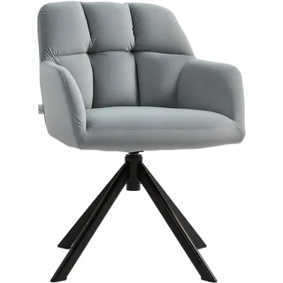 Homcom Sessel Drehbarer Loungesessel mit Samtoptik, Armlehne, Esszimmerstuhl drehbar, Drehsessel mit Metallbeine, Küchenstuhl, für Schlafzimmer, Küche, Wohnzimmer, Grau