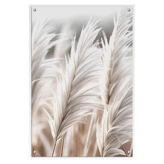 Garten-Poster 60x90cm, wetterfestes Outdoor-Poster, Bild, Garten-Deko, Balkon-Deko, Wanddeko für draußen, Outdoor-Deko in beige, Natur: Gräser, boho, skandi