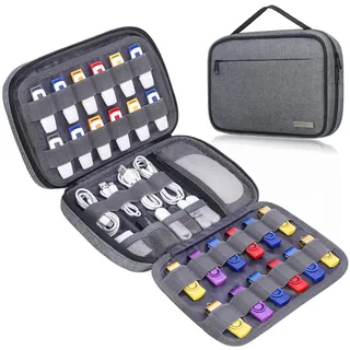Lacdo USB-Flash-Laufwerk USB-Stick-Halter Organizer Tragbares elektronisches Zubehör Aufbewahrungstasche für SanDisk/SamData/Samsung USB-Flash-Laufwerke, SD-Karte, Kabel, Grau