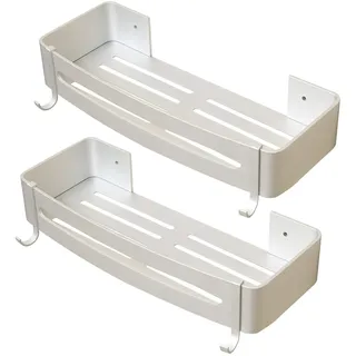 Jaysamay Befestigen Ohne Bohren Kleben Duschregal, Bad Duschablage Duschkorb für Shampoo (Rostfreier Stahl Aluminiumlegierung Duschregal 2Stück)