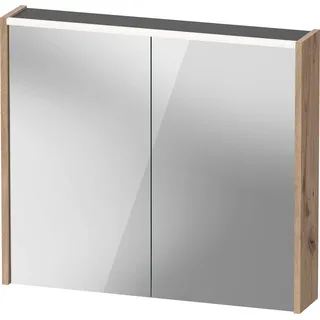 Duravit D-Code Spiegelschrank, Steckdose Typ F (EU, DE), 2 Türen, LED-Lichtfeld oben, 800x700mm, 6 W, DC7106055550000, Farbe: Eiche marmoriert Matt