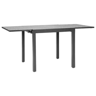 Ausziehbarer Esstisch für den Außenbereich, rechteckige Bistrotische für den Garten (80–160 cm) für 4–6 Personen, Aluminiumgestell mit Stahl-Lamellen, wetterfeste Großmöbel für Rasen, Garten und Veranda, dunkelgrau - Dunkelgrau