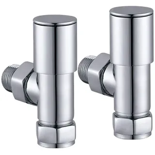 Kibath L305534 Set mit zwei Ventilen und Absperrschild für Heizkörper-Handtuchhalter mit Heißwasserkreislauf. Glänzende Chromoberfläche