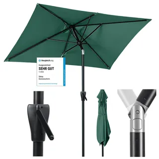 Sekey Aluminum Sonnenschirm mit Kurbel und Knicker, 210 × 140 cm Sonnenschirm Rechteckig für Balkon Garten & Terrasse Sonnenschutz UV 50+