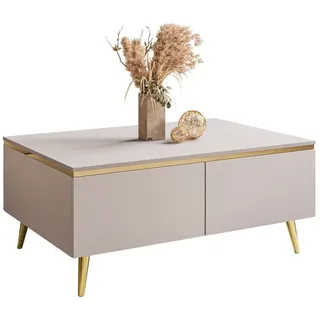 lookway Couchtisch Aurora Kaschmir Beige Gold 90 x 60 x 41 cm