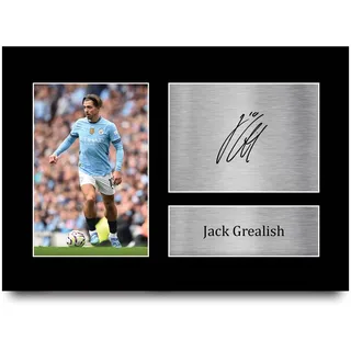 HWC Trading A4 Jack Grealish Manchester City Geschenke Gedrucktes Signiertes Autogramm Foto für Fußball Anhänger and Fans