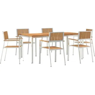 Outdoortisch-Set 7 pcs Braun Massivholz Teak - Braun