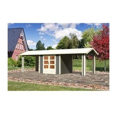 Karibu Holz-Gartenhaus Timra Terragrau Satteldach Lackiert 240 cm x 244 cm