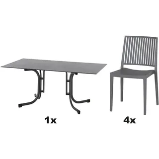Siena Garden Urban Lights Set 5teilig Lane Stuhl gastrotauglich grau mit Tisch Sola 160x90