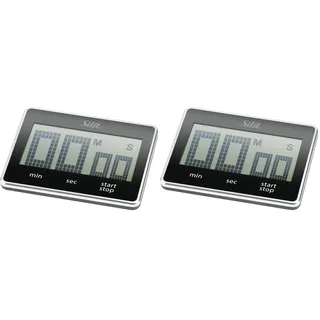 Silit Attimo Kurzzeitwecker digital, 9 x 7 cm, Küchentimer, Countdown, Timer, Eieruhr digital, Kunststoff, schwarz (Packung mit 2)